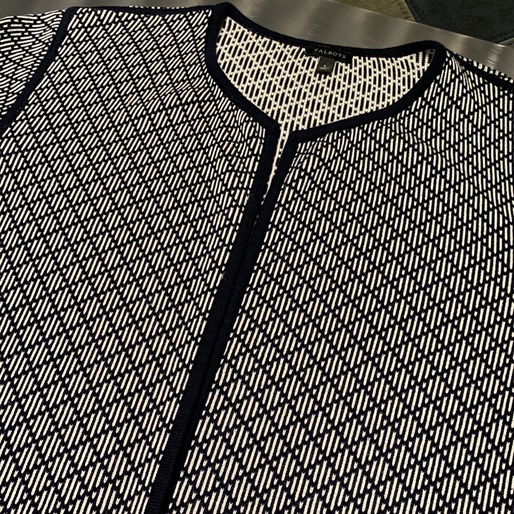 Talbots Navy Intarsia Open Front Long Sweater Siz… - image 1